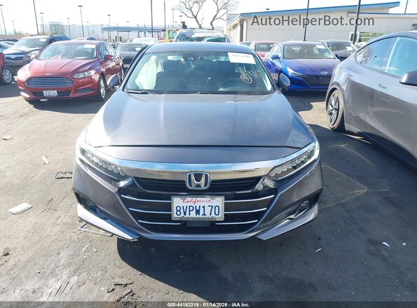 1HGCV3F44MA008145 2021 HONDA ACCORD HYBRID Gray Вид щитка приладів