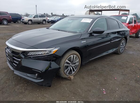 1HGCV3F44MA012096 2021 HONDA ACCORD HYBRID Black Առջևի ձախ երեք քառորդ տեսարան