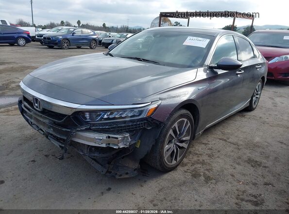 1HGCV3F46KA017376 2019 HONDA ACCORD HYBRID Gray Առջևի ձախ երեք քառորդ տեսարան