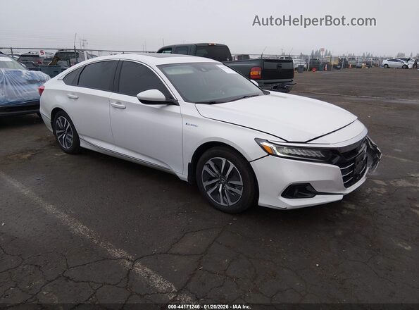 1HGCV3F49MA010537 2021 HONDA ACCORD HYBRID Белый Передняя правая четверть