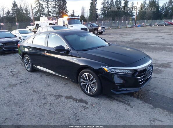 1HGCV3F52MA007150 2021 HONDA ACCORD HYBRID Черный Передняя правая четверть