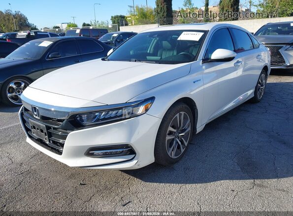1HGCV3F55KA022058 2019 HONDA ACCORD HYBRID White Vista tres cuartos delantera izquierda