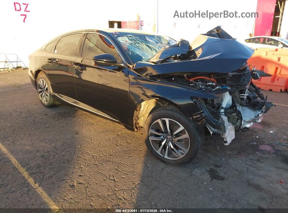 1HGCV3F56NA005385 2022 HONDA ACCORD HYBRID Черный Передняя правая четверть