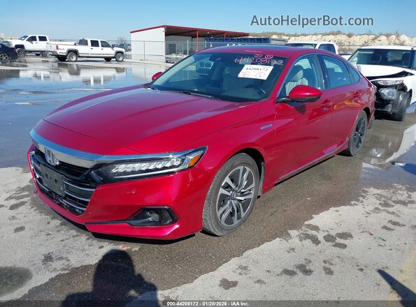 1HGCV3F57MA014126 2021 HONDA ACCORD HYBRID Red Przód lewy