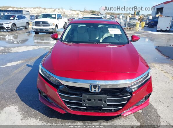1HGCV3F57MA014126 2021 HONDA ACCORD HYBRID Red Widok z przodu