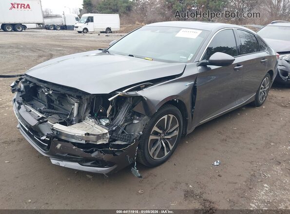 1HGCV3F58MA019481 2021 HONDA ACCORD HYBRID Серый Передняя левая четверть