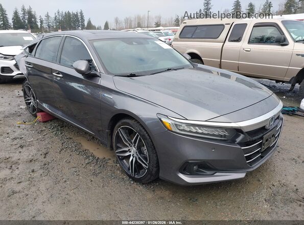 1HGCV3F95MA010255 2021 HONDA ACCORD HYBRID Gray წინა მარჯვენა