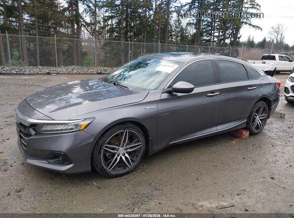 1HGCV3F95MA010255 2021 HONDA ACCORD HYBRID Gray 