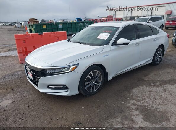 1HGCV3F97LA014953 2020 HONDA ACCORD HYBRID White წინა მარცხენა ხედი სამი მეოთხედიდან