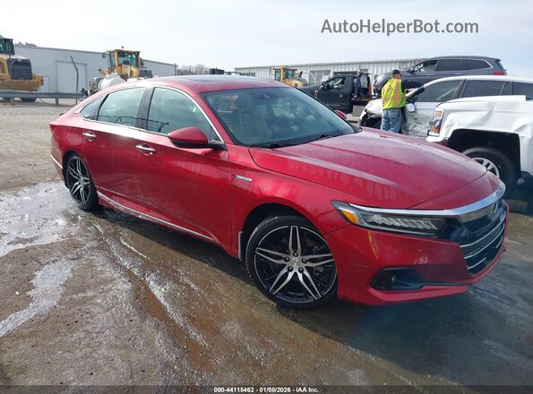 1HGCV3F98MA018432 2021 HONDA ACCORD HYBRID Red Przód prawy