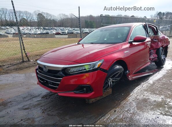 1HGCV3F98MA018432 2021 HONDA ACCORD HYBRID Red Przód lewy