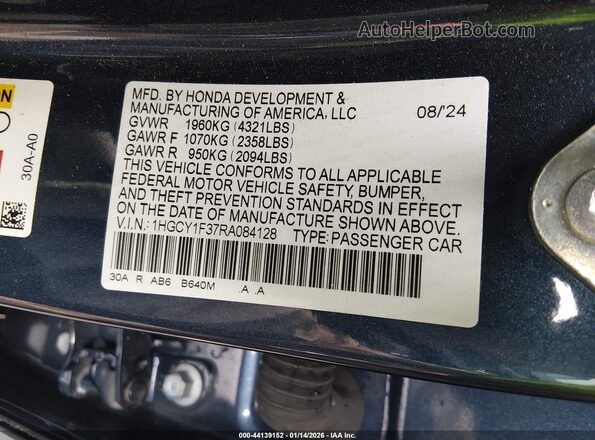 1HGCY1F37RA084128 2024 HONDA ACCORD Dark Blue Вид подкапотного пространства