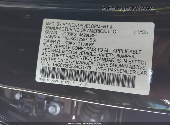 1HGCY2F58SA091778 2025 HONDA ACCORD HYBRID Черный Вид подкапотного пространства