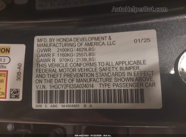 1HGCY2F63SA024014 2025 HONDA ACCORD HYBRID Gray Engine compartment view