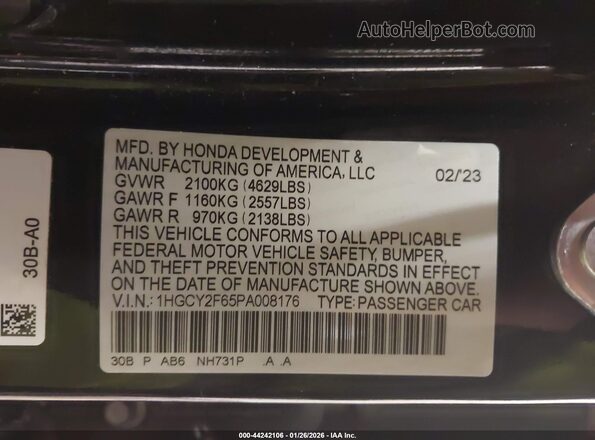 1HGCY2F65PA008176 2023 HONDA ACCORD HYBRID Черный Вид подкапотного пространства