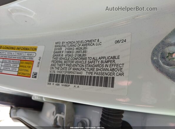 1HGCY2F69RA074443 2024 HONDA ACCORD HYBRID Белый Вид подкапотного пространства