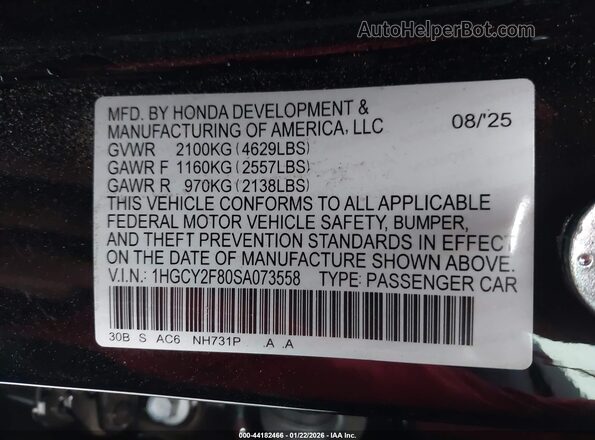 1HGCY2F80SA073558 2025 HONDA ACCORD HYBRID Черный Вид подкапотного пространства