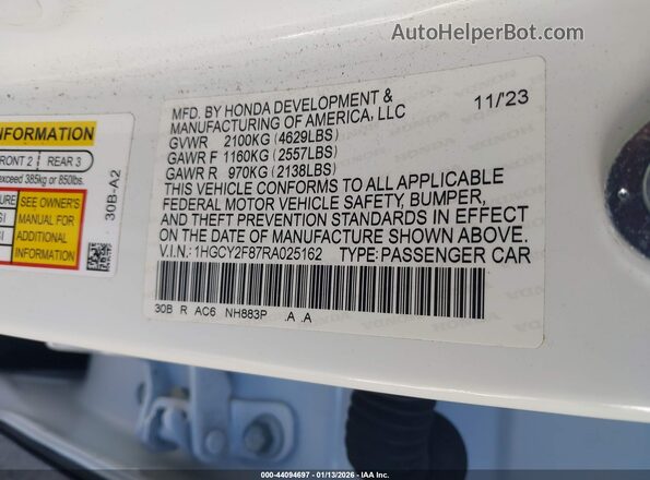1HGCY2F87RA025162 2024 HONDA ACCORD HYBRID Белый Вид подкапотного пространства