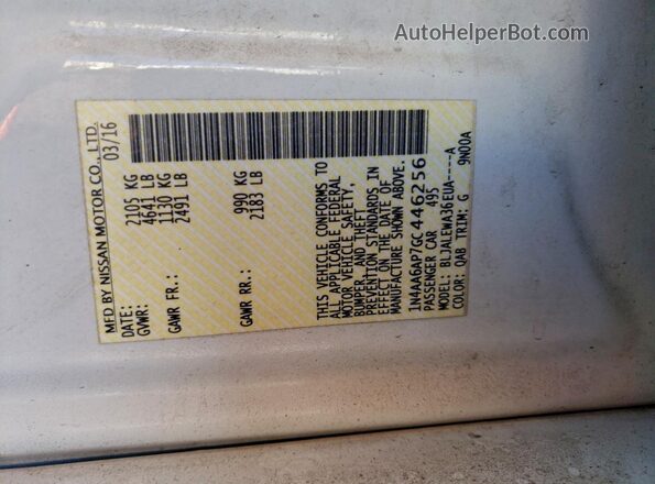 1N4AA6AP7GC446256 2016 NISSAN MAXIMA White Շարժիչի բաժամունքի տեսք