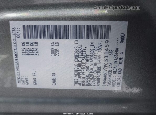 1N4AA6CV2PC511459 2023 NISSAN MAXIMA Gray Widok komory silnika
