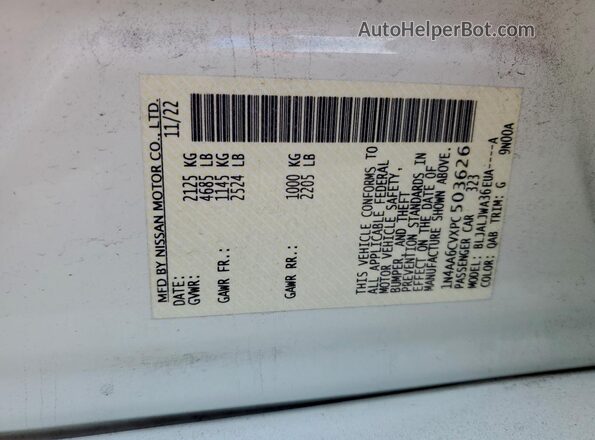 1N4AA6CVXPC503626 2023 NISSAN MAXIMA White Widok naklejki z numerem VIN