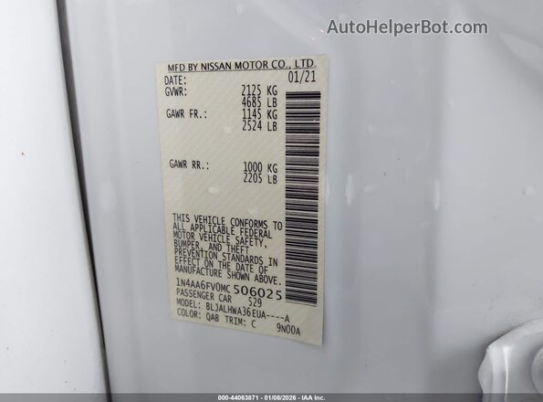 1N4AA6FV0MC506025 2021 NISSAN MAXIMA PLATINUM Белый Вид подкапотного пространства