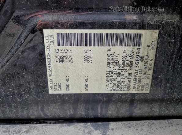 1N4AA6FV2LC366994 2020 NISSAN MAXIMA PLATINUM Черный Вид наклейки с VIN-кодом