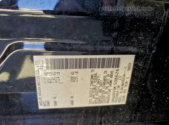 1N4AA6FV3MC508626 2021 NISSAN MAXIMA PLATINUM Черный Вид подкапотного пространства