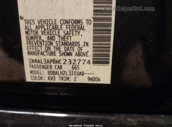 1N4AL3AP8HC232774 2017 NISSAN ALTIMA Black Widok komory silnika