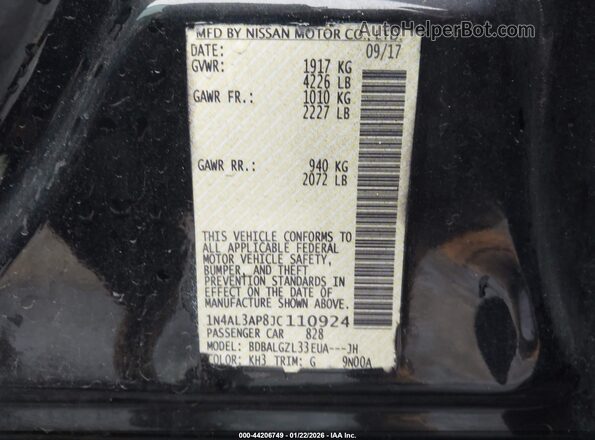 1N4AL3AP8JC110924 2018 NISSAN ALTIMA Black Widok komory silnika