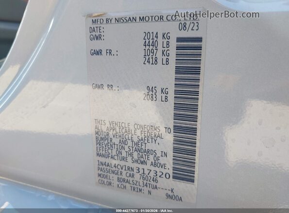 1N4AL4CV1RN317320 2024 NISSAN ALTIMA Серебряный Вид подкапотного пространства