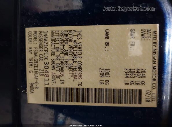 1N4AZ1CP1JC304811 2018 NISSAN LEAF Blue Widok komory silnika
