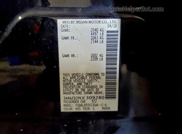 1N4AZ1CPXJC309280 2018 NISSAN LEAF Black Вид підкапотного простору
