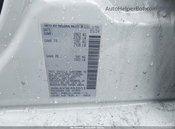 1N4BL4CV7RN402053 2024 NISSAN ALTIMA Light Blue Вид подкапотного пространства