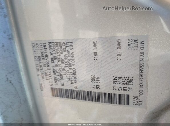 1N4BL4DV0SN370115 2025 NISSAN ALTIMA Silver Widok komory silnika