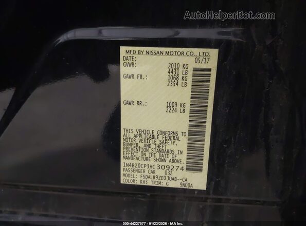 1N4BZ0CP3HC309274 2017 NISSAN LEAF Черный Вид подкапотного пространства