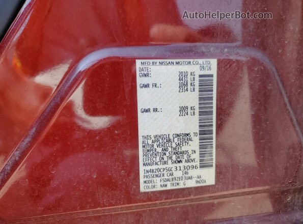 1N4BZ0CP5GC313096 2016 NISSAN LEAF Бордовый Вид подкапотного пространства
