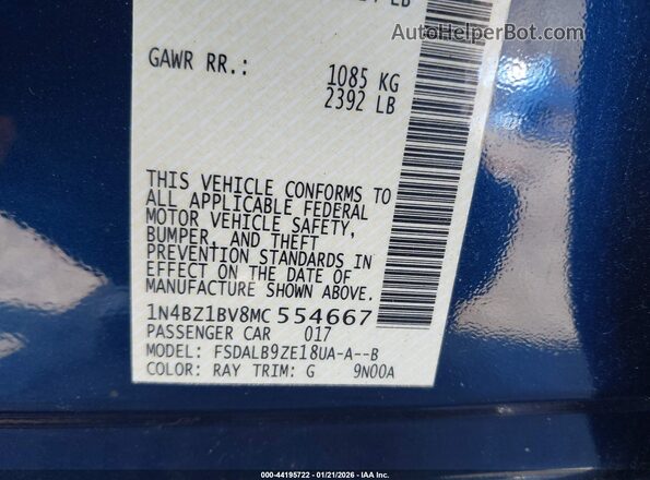 1N4BZ1BV8MC554667 2021 NISSAN LEAF Blue Engine compartment view