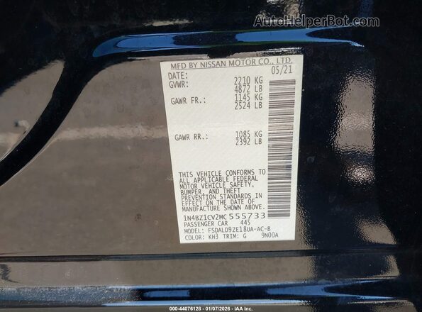 1N4BZ1CV2MC555733 2021 NISSAN LEAF Black Widok komory silnika