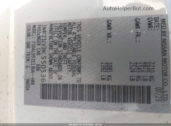 1N4CZ1CV3RC550536 2024 NISSAN LEAF Белый Вид подкапотного пространства