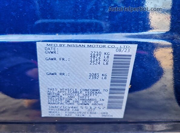 1N4CZ1CV4RC551257 2024 NISSAN LEAF Blue Vista del compartimento del motor