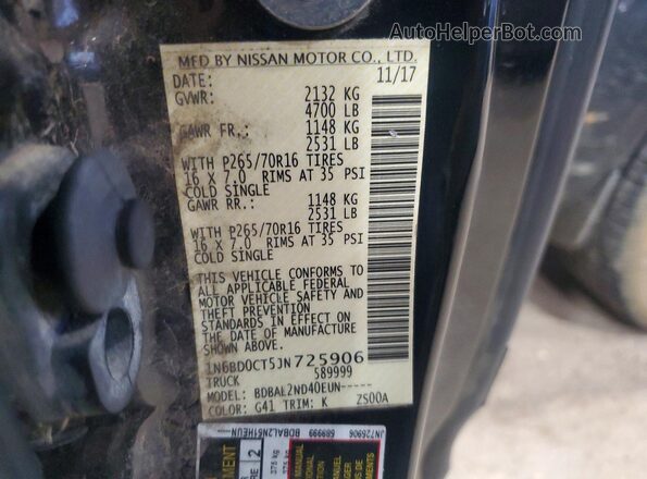 1N6BD0CT5JN725906 2018 NISSAN FRONTIER Черный Вид подкапотного пространства