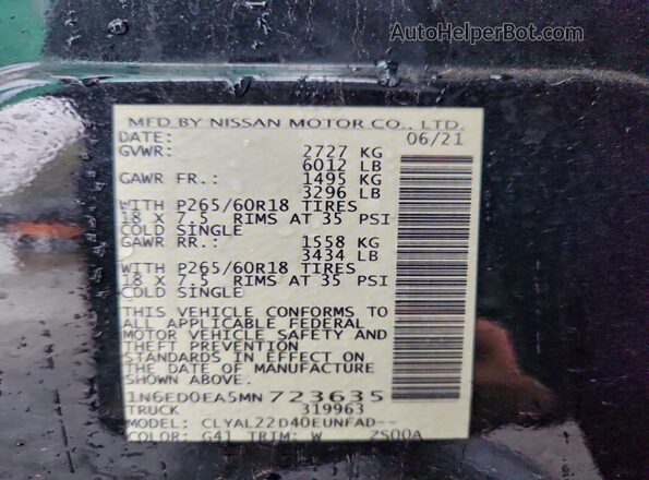 1N6ED0EA5MN723635 2021 NISSAN FRONTIER Black Widok komory silnika