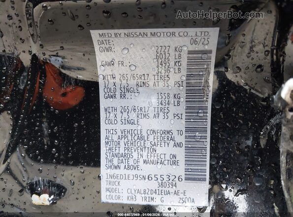 1N6ED1EJ9SN655326 2025 NISSAN FRONTIER Черный Вид подкапотного пространства