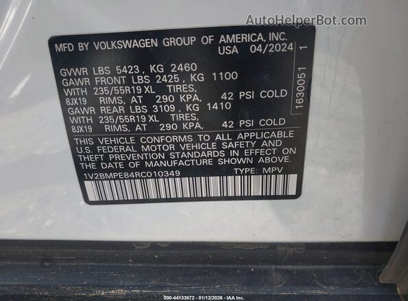 1V2BMPE84RC010349 2024 VOLKSWAGEN ID.4 Белый Вид подкапотного пространства