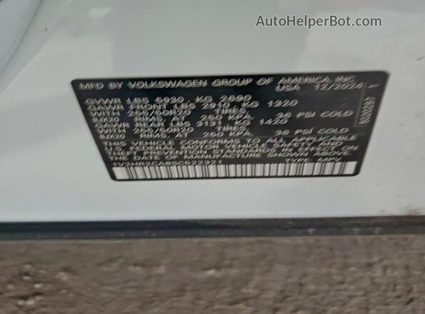 1V2HR2CA8SC522321 2025 VOLKSWAGEN ATLAS Белый Вид наклейки с VIN-кодом