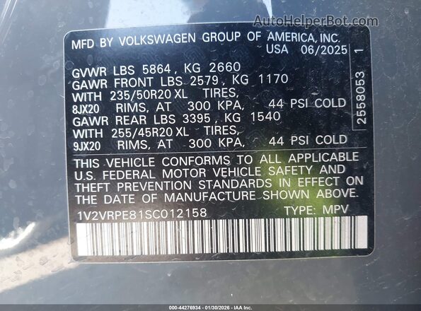 1V2VRPE81SC012158 2025 VOLKSWAGEN ID.4 Gray Widok komory silnika