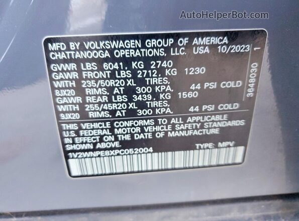 1V2WNPE8XPC052004 2023 VOLKSWAGEN ID.4 Gray Widok wnętrza 360 stopni