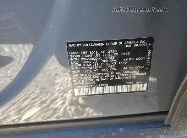 1V2WSPE81RC022370 2024 VOLKSWAGEN ID.4 Серый Панорамный вид салона 360°