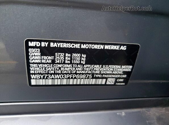 WBY73AW03PFP69875 2023 BMW I4 Серый Вид наклейки с VIN-кодом